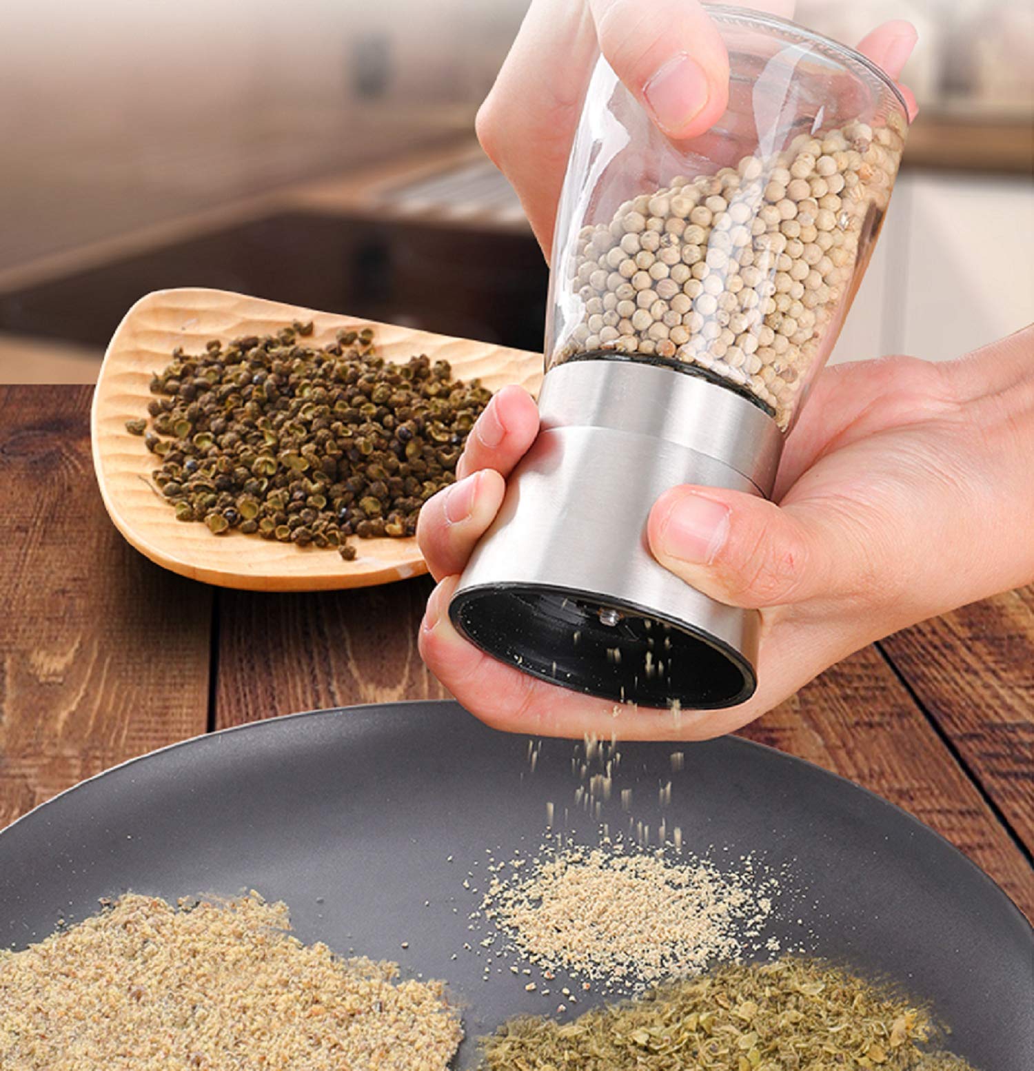 LessMo brushed stainless steel grinders showcase durable design and modern style.