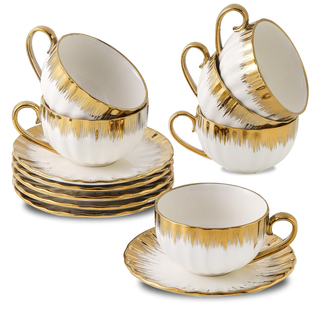 LETAOTAO cappuccino cups with saucers 7oz for elegant coffee moments.