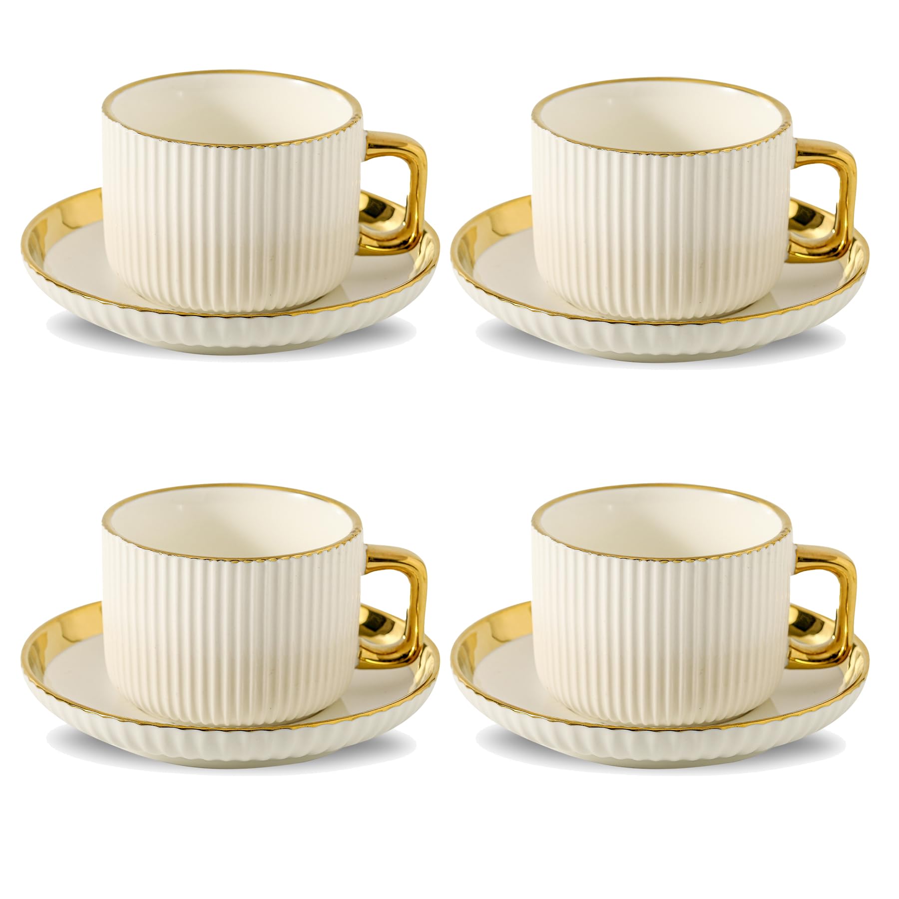 LETAOTAO cappuccino cups with saucers 8oz for café-style serving at home
