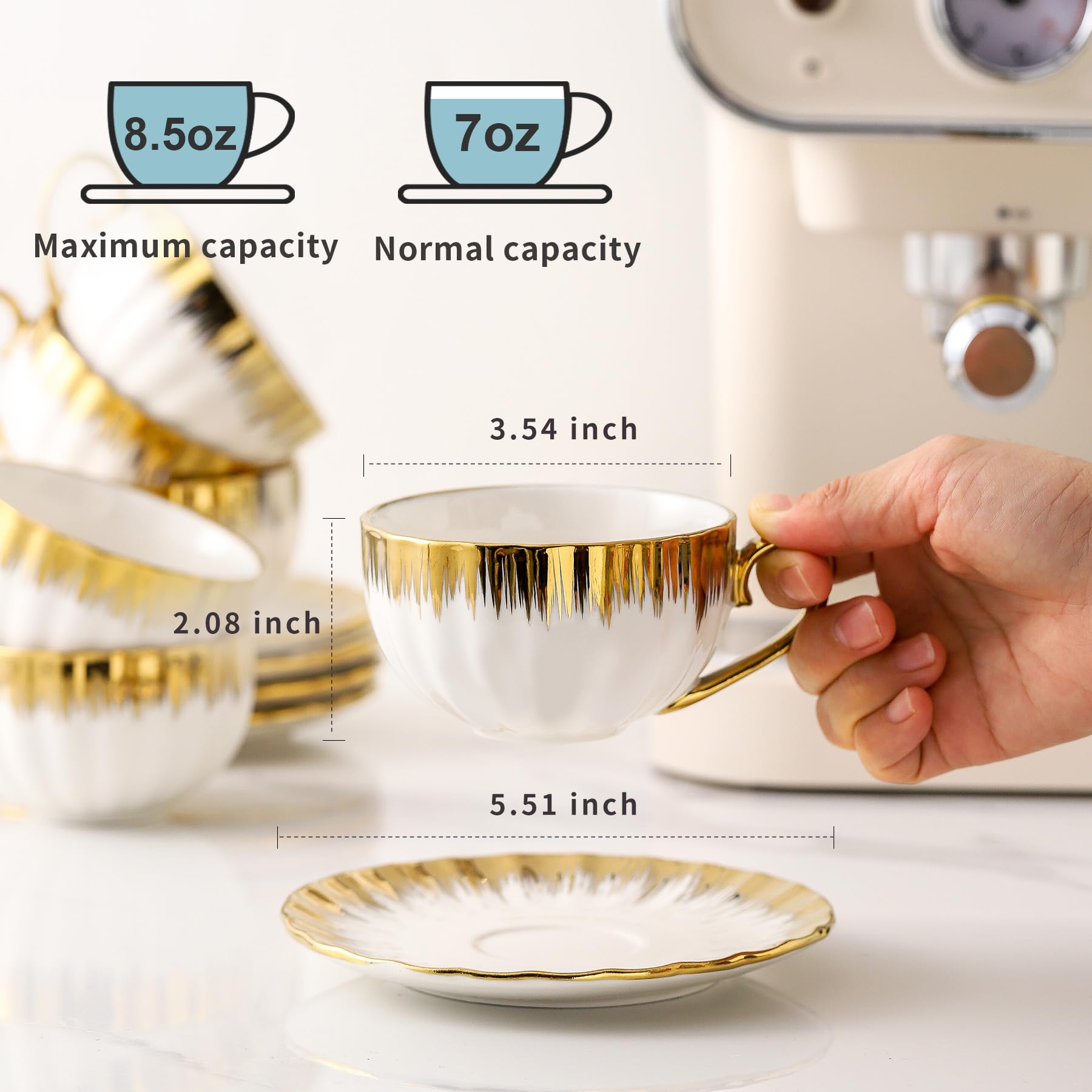LETAOTAO double espresso cups with petal shape for a stylish pour.