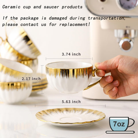 LETAOTAO cups with gold-glazed handles for comfortable grip.