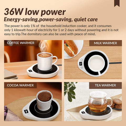 let'me Mug Warmer spill-proof surface simplifies cleanup and desk tidiness.