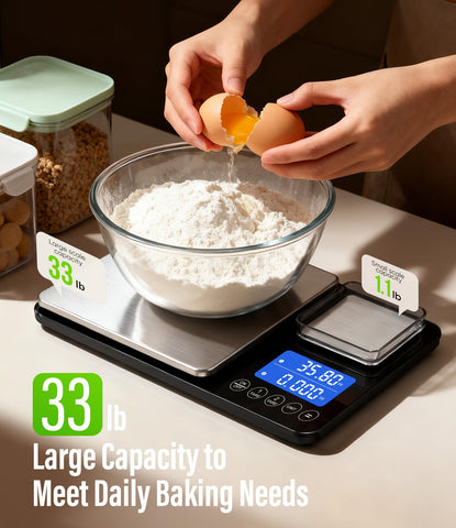 Letron dual-line LCD display shows weights on both platforms at a glance.