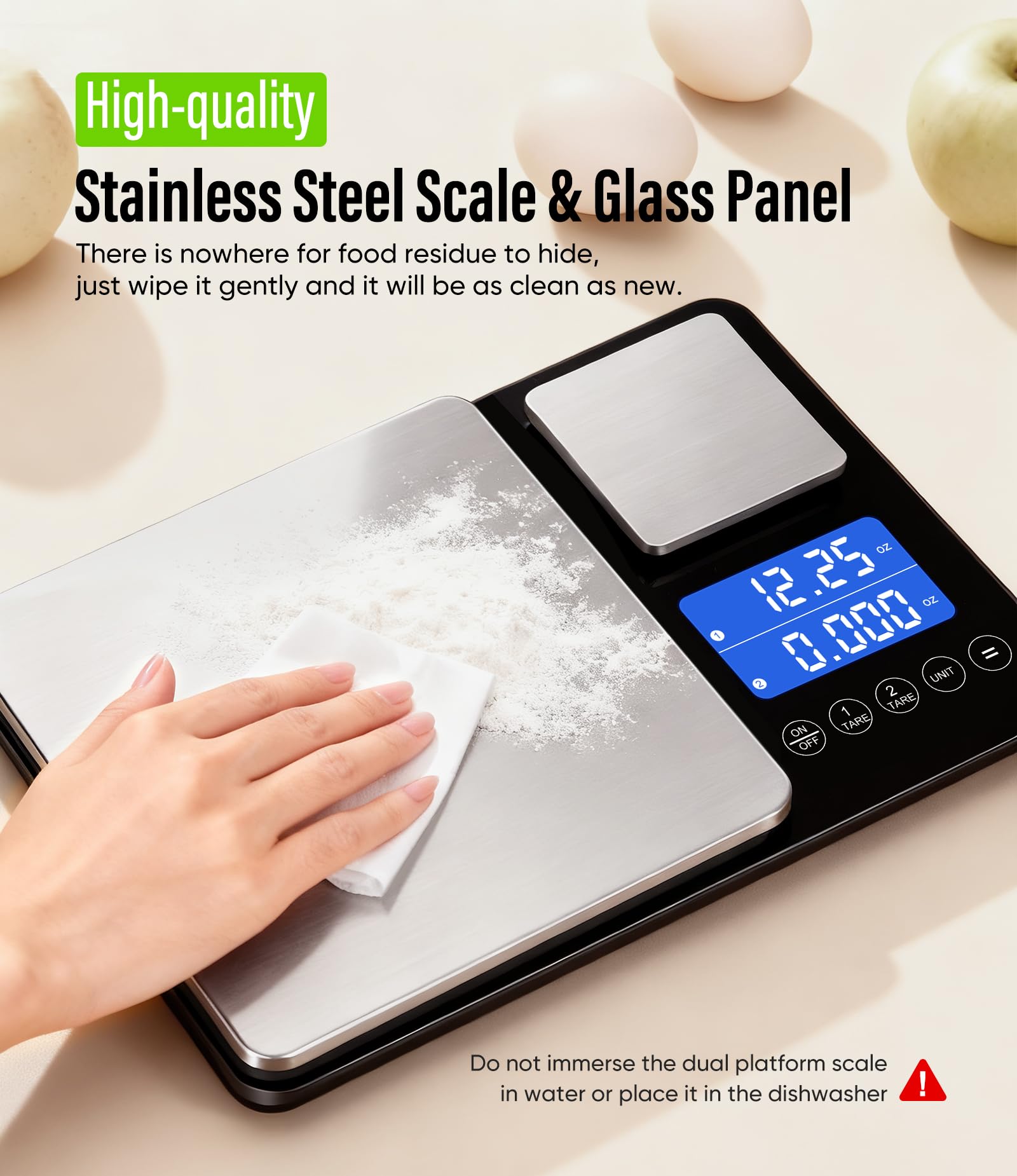 Letron kitchen scale supports baking and meal prep with precision.