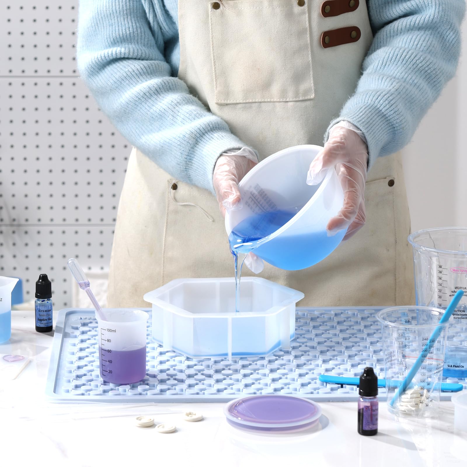 LET'S RESIN pipettes for precise resin color application.