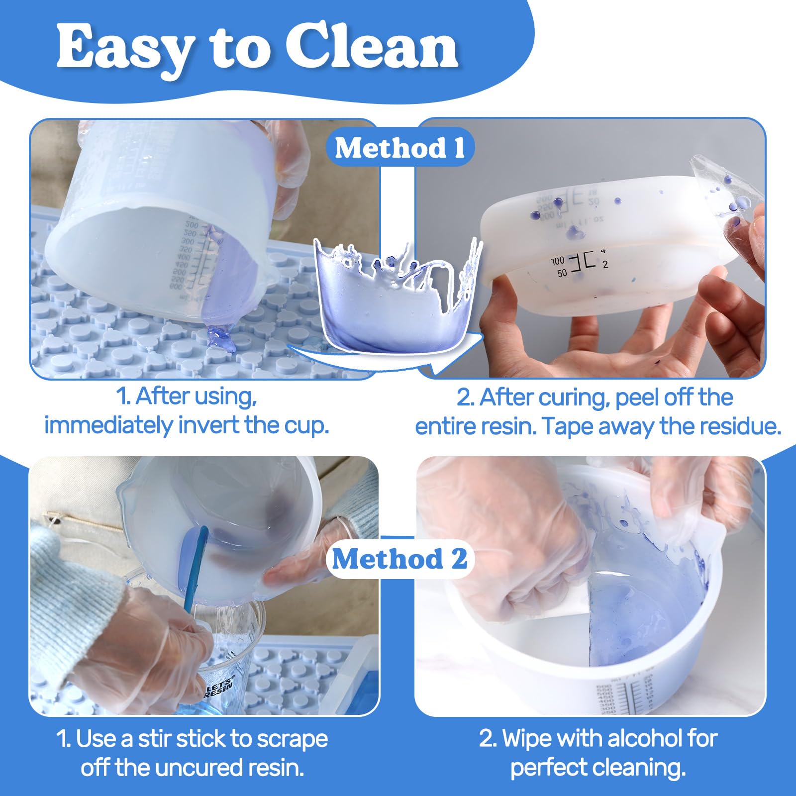 Two 100ml silicone measuring cups shown for small-batch color mixing.