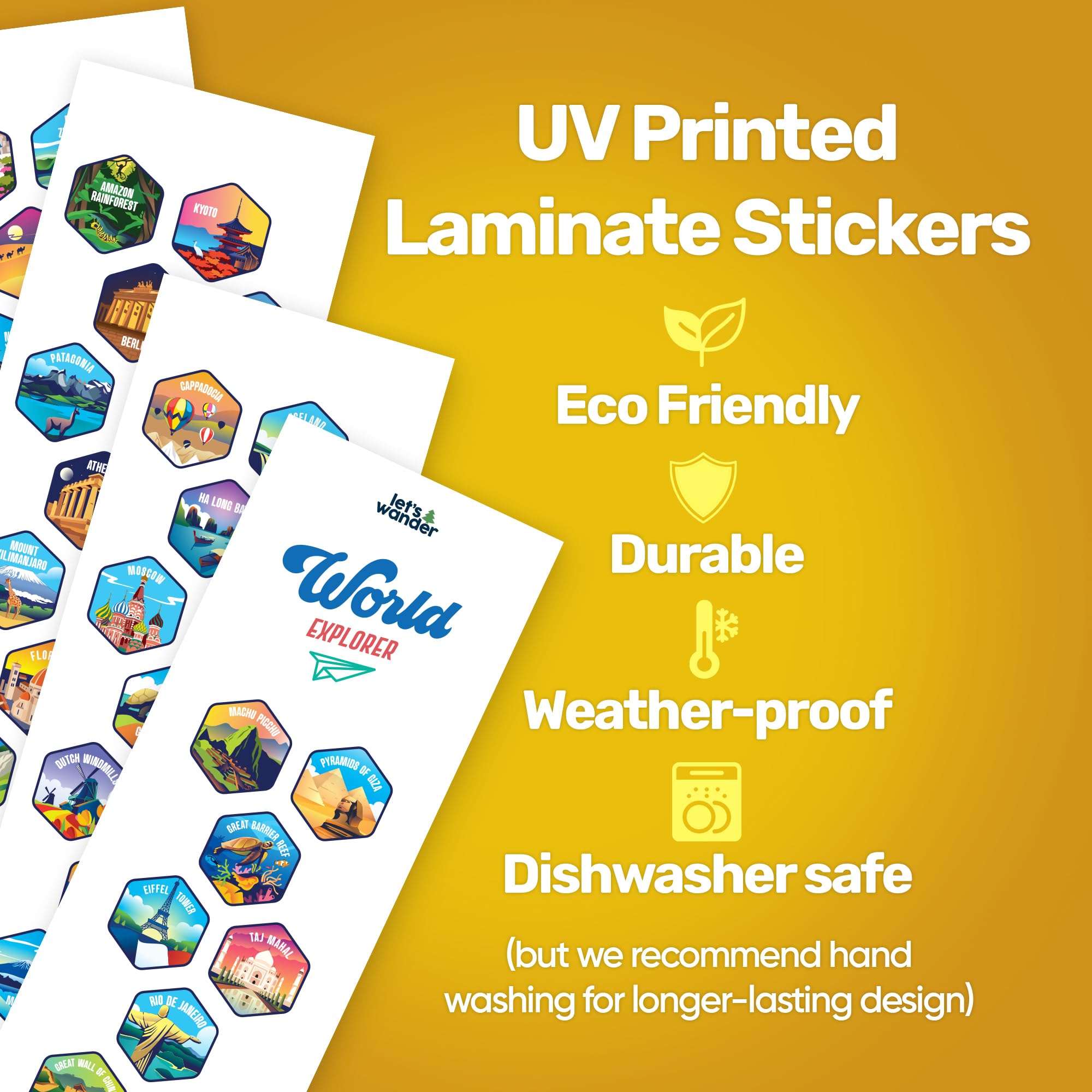 LET'S WANDER blue 32oz bottle ready for adventures and daily use.