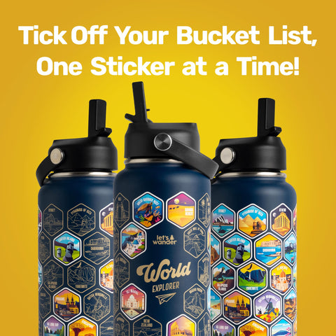 LET'S WANDER double-wall insulated 32oz bottle preserves temperature longer.
