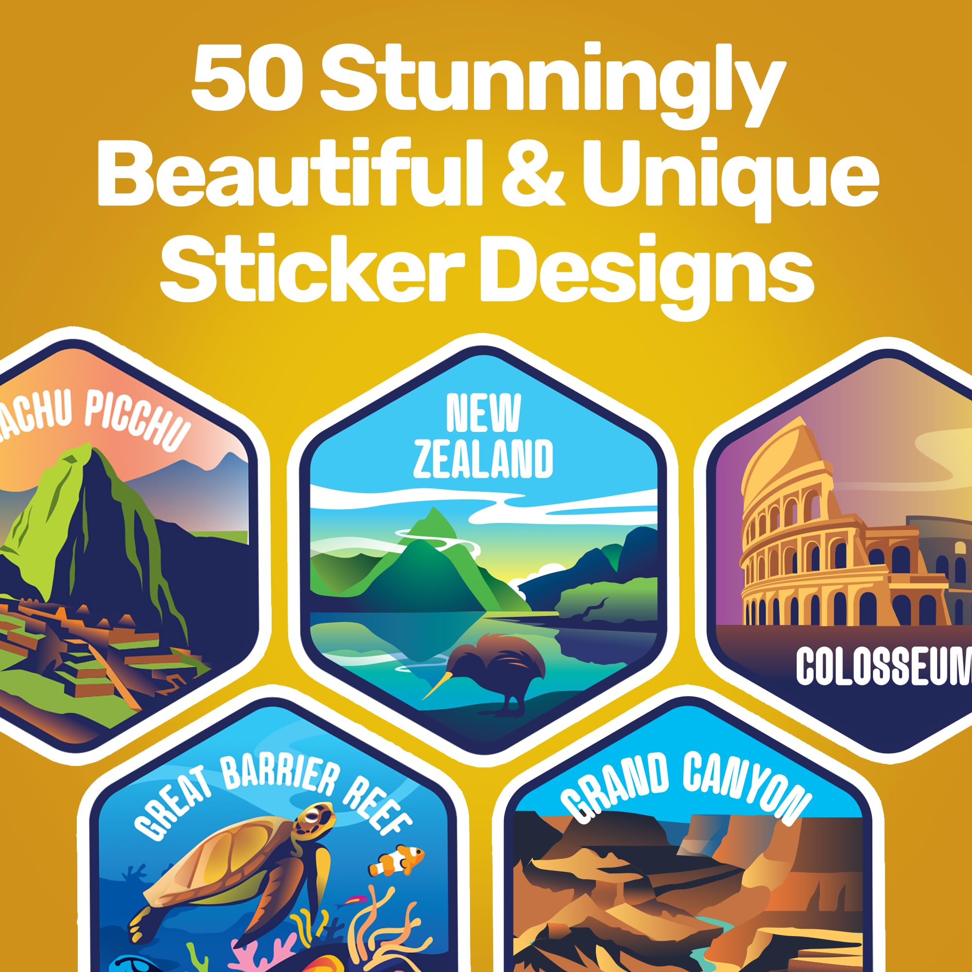 LET'S WANDER 50 waterproof stickers for personalized destination logs.