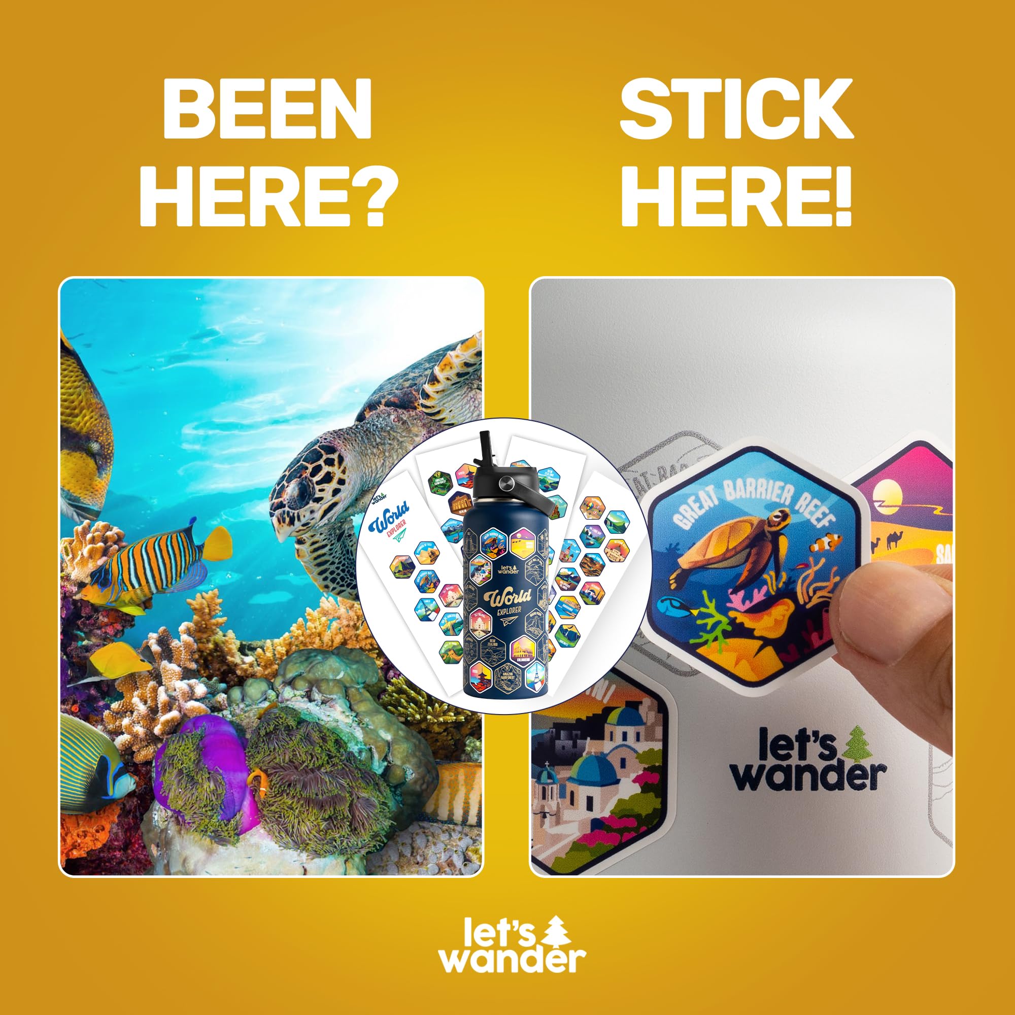 LET'S WANDER travel gift bottle in blue, ideal for gifting travelers.