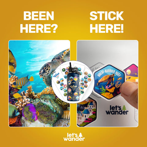 LET'S WANDER travel gift bottle in blue, ideal for gifting travelers.