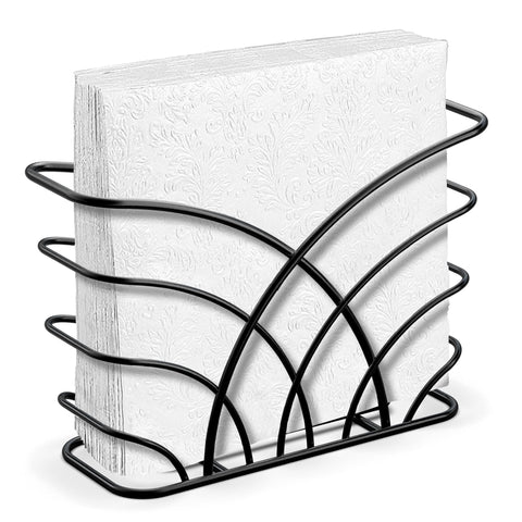 LEVIMETREE napkin holder in black iron upright keeps napkins neatly accessible on tables.