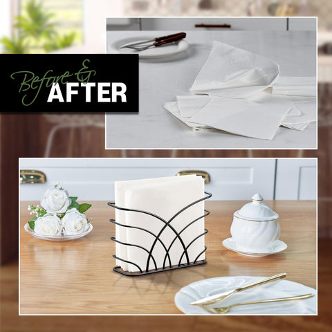 LEVIMETREE kitchen-counter napkin holder blends chrome finish with convenient storage.