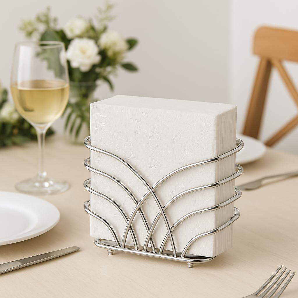 Close-up of chrome-like finish on LEVIMETREE napkin holder