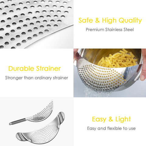 LEVINCHY pot strainer set in use with pasta in a pot