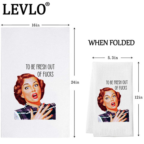 LEVLO Retro kitchen towel hung on rack demonstrates gift-worthy design.