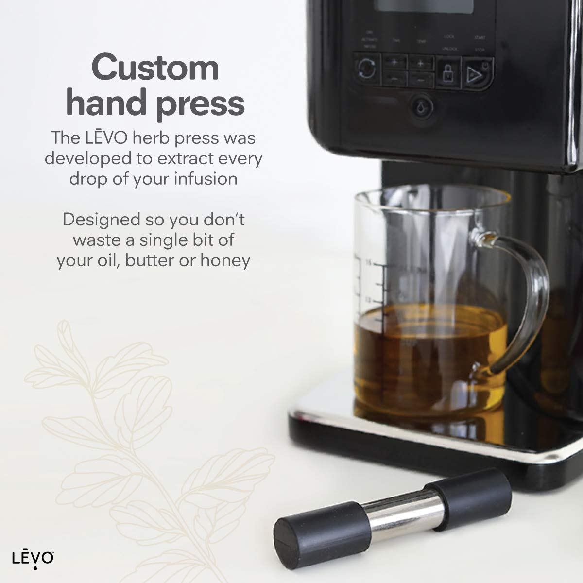 LEVO Herb Press combines stainless steel and silicone for durability.