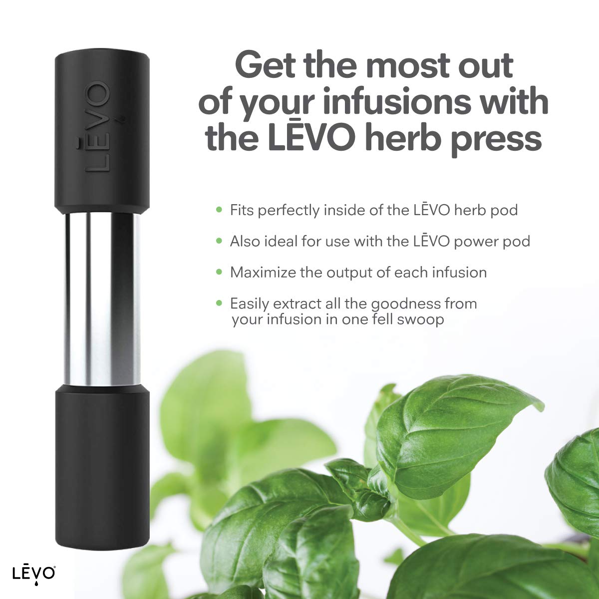LEVO Herb Press silicone seal enables easy, mess-free pressing of herbs.