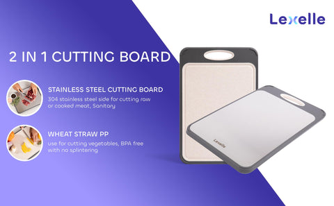 Lexelle wheat straw vegetable-side board for eco-friendly chopping.