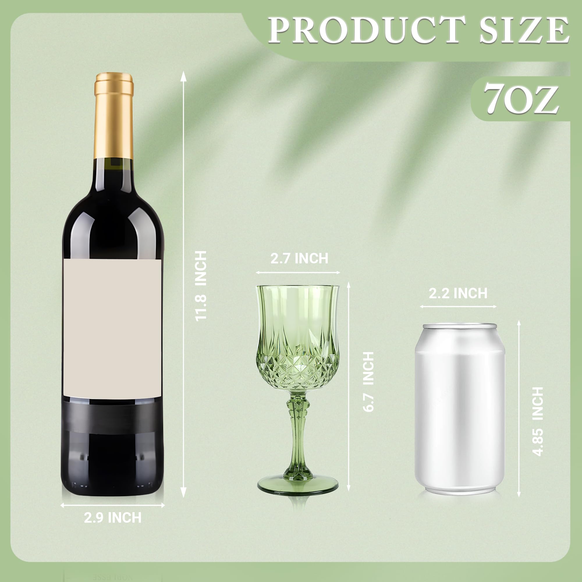 LEYIQU emerald green plastic goblets, top view, lightweight and reusable for parties
