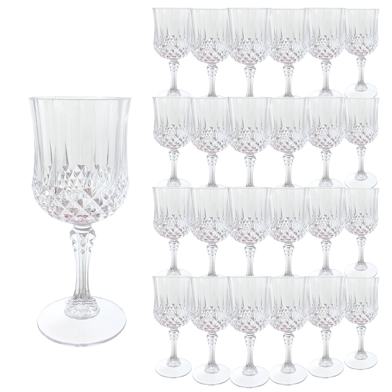 LEYIQU 24-pack transparent plastic wine glasses for elegant table settings