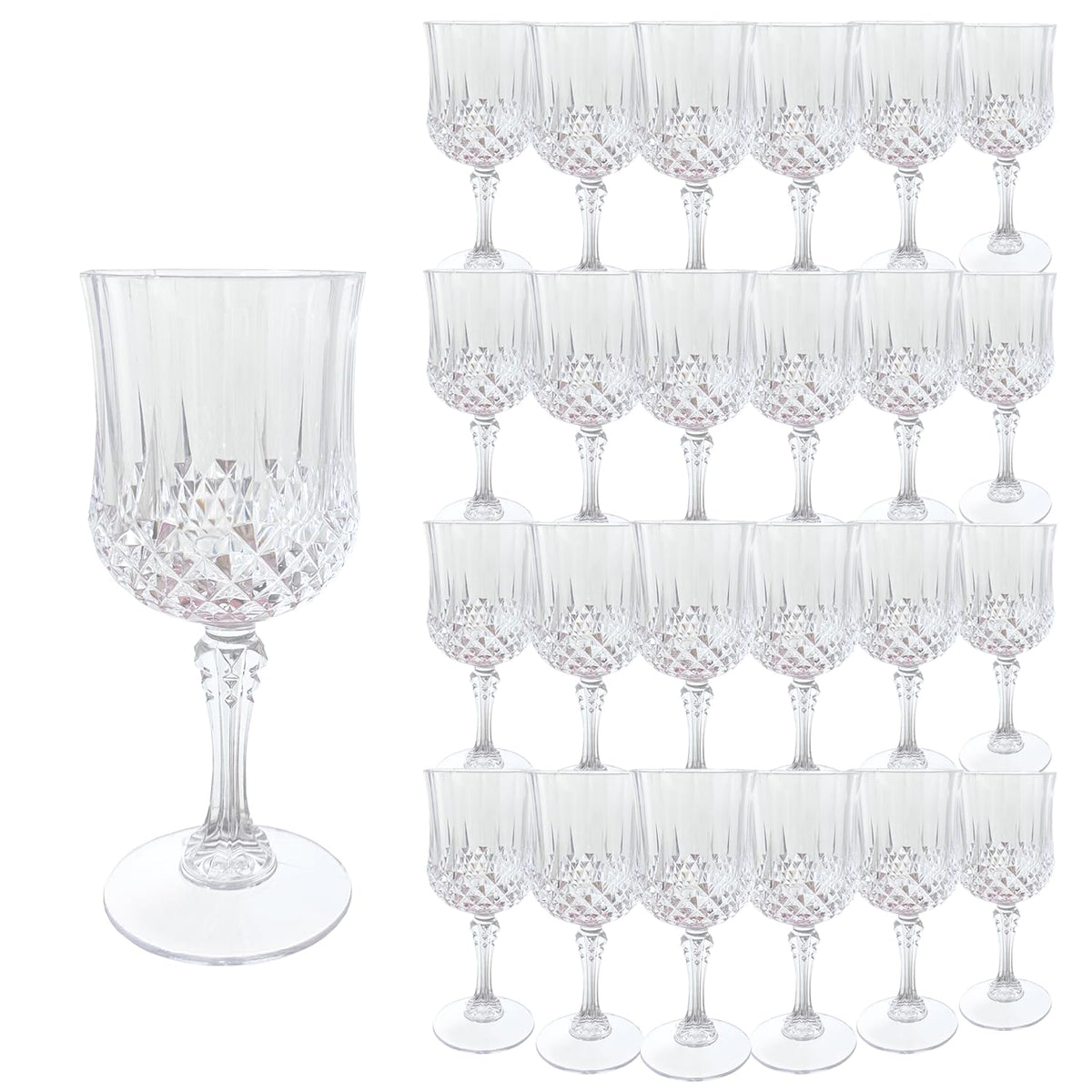 LEYIQU 24-pack transparent plastic wine glasses for elegant table settings