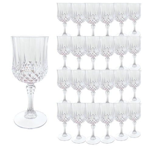 LEYIQU 24-pack transparent plastic wine glasses for elegant table settings