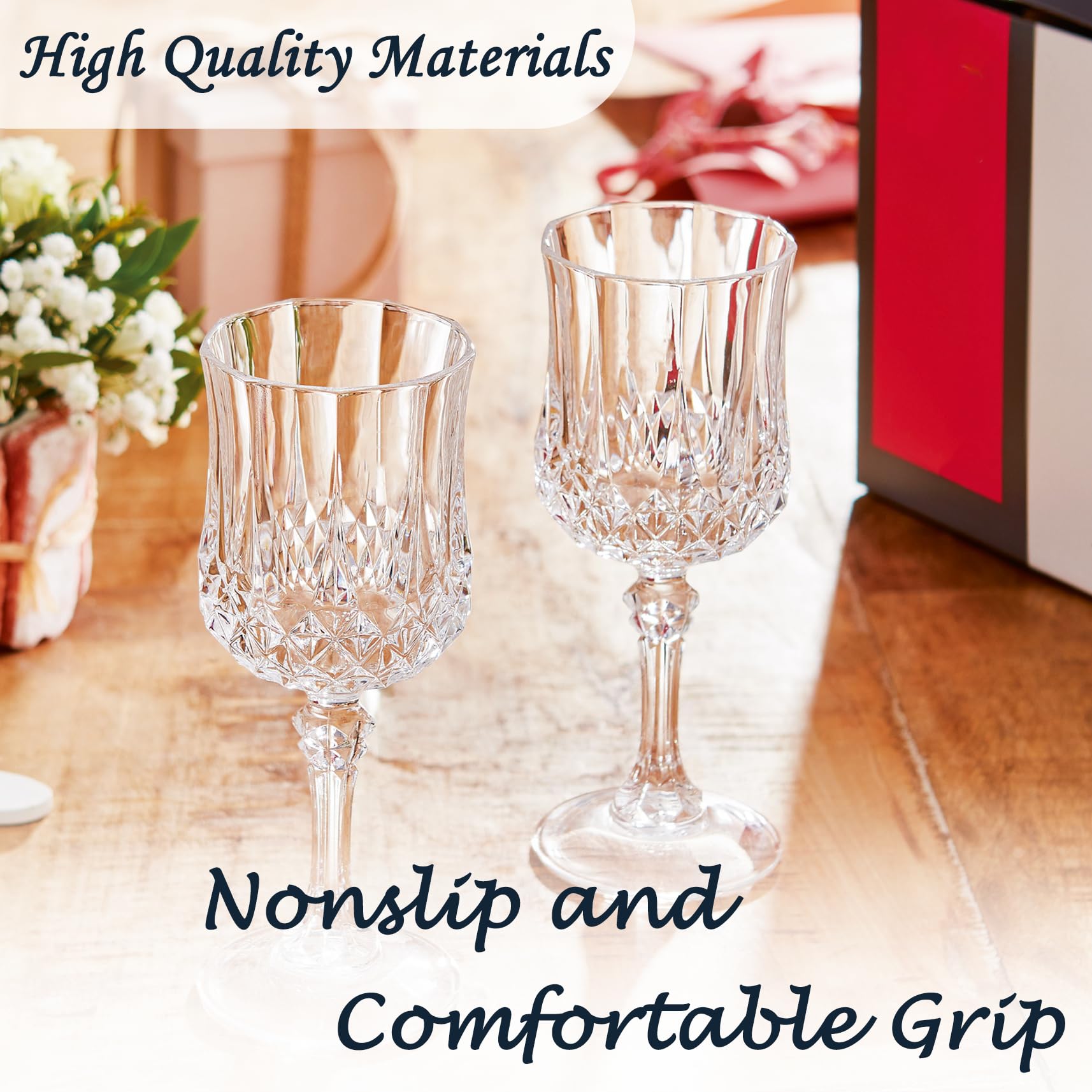 LEYIQU reusable durable plastic wine glasses are safe and odorless