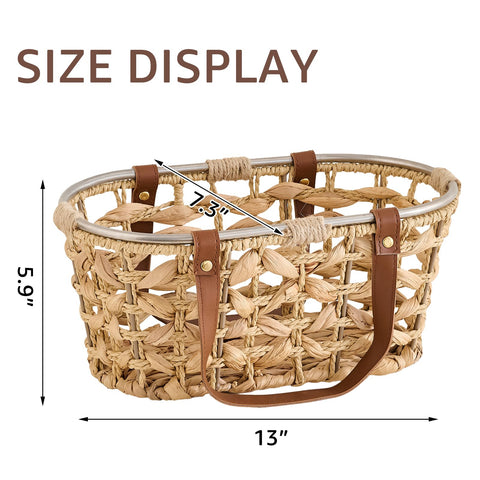 LGENHOOM wicker basket with leather handle delivers comfortable carrying