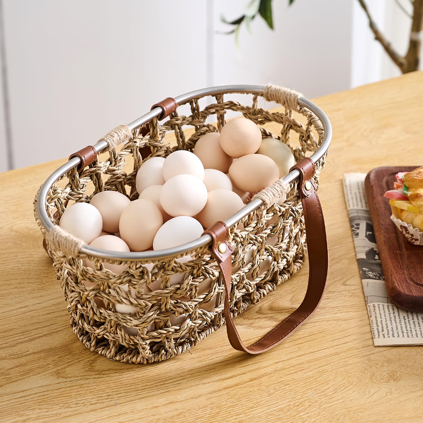 LGENHOOM handled egg basket on a farm for easy egg gathering.