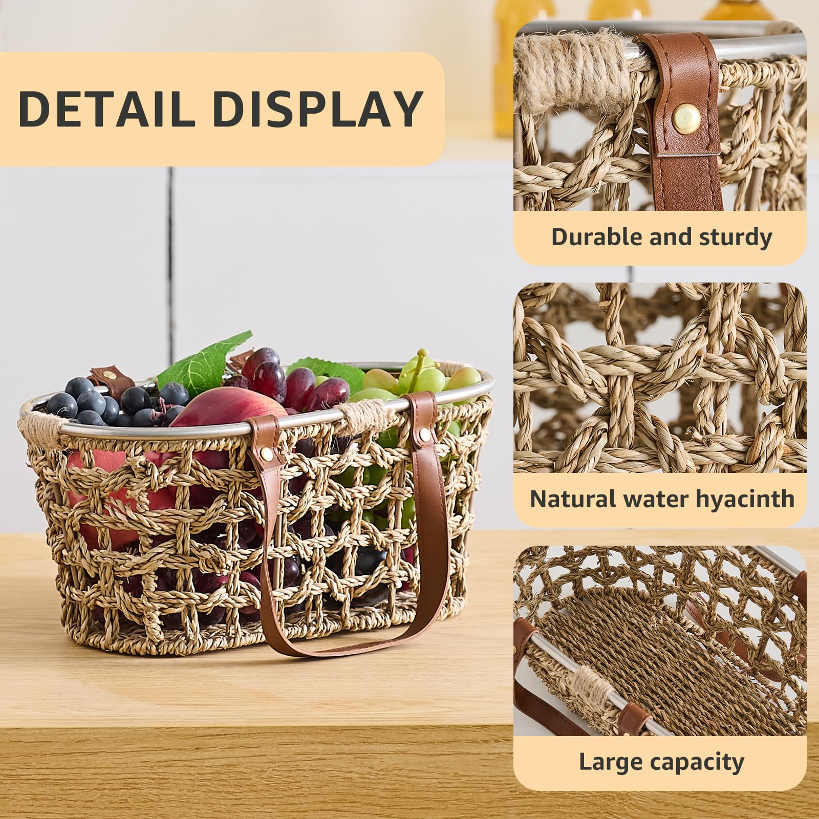 LGENHOOM harvest basket with airy weave ideal for storing harvest produce.
