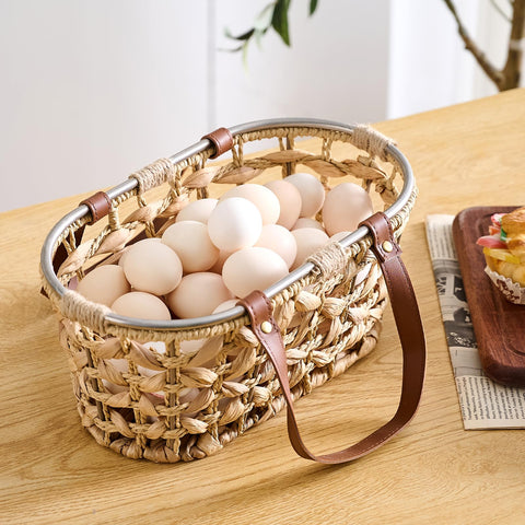 LGENHOOM harvest basket featuring breathable seagrass for fresh produce gathering