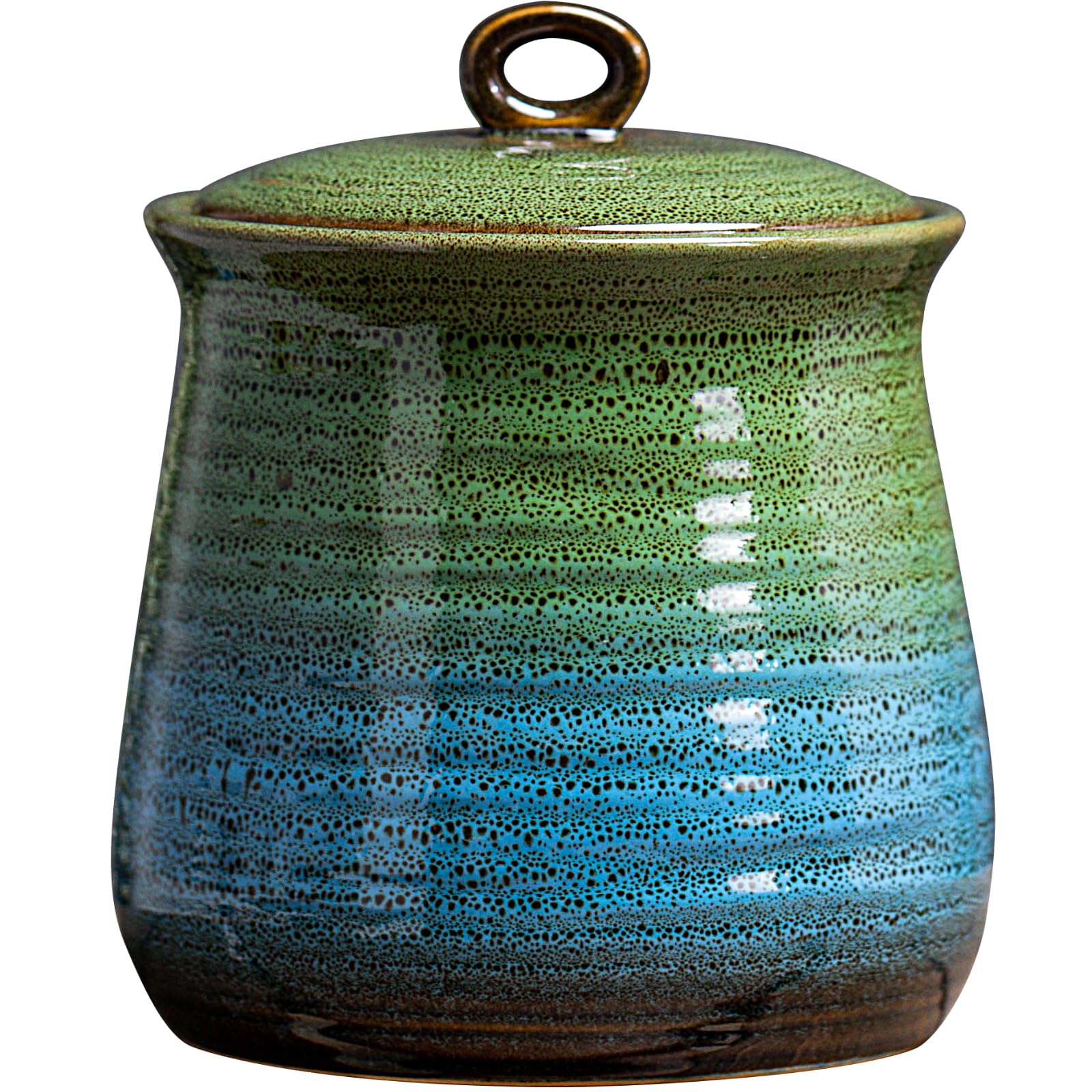 LGQ 40oz cookie jar with lid keeps treats fresh on the counter.