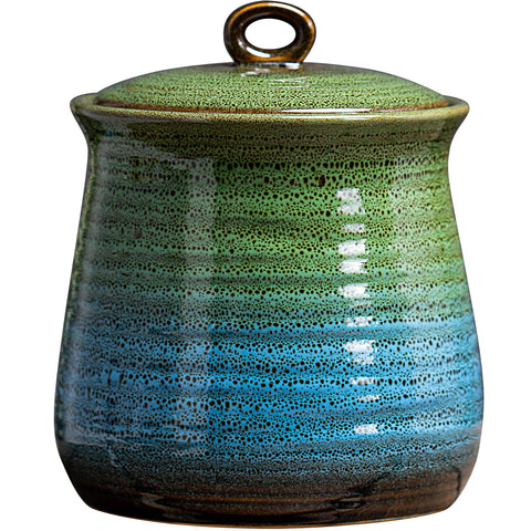 LGQ 40oz cookie jar with lid keeps treats fresh on the counter.