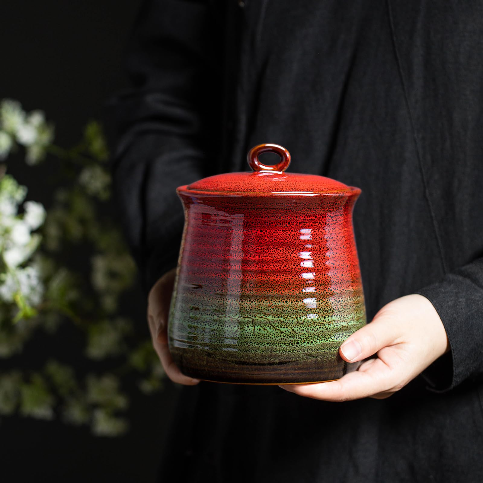 LGQ bright glaze ceramic storage adds warmth to kitchen decor.