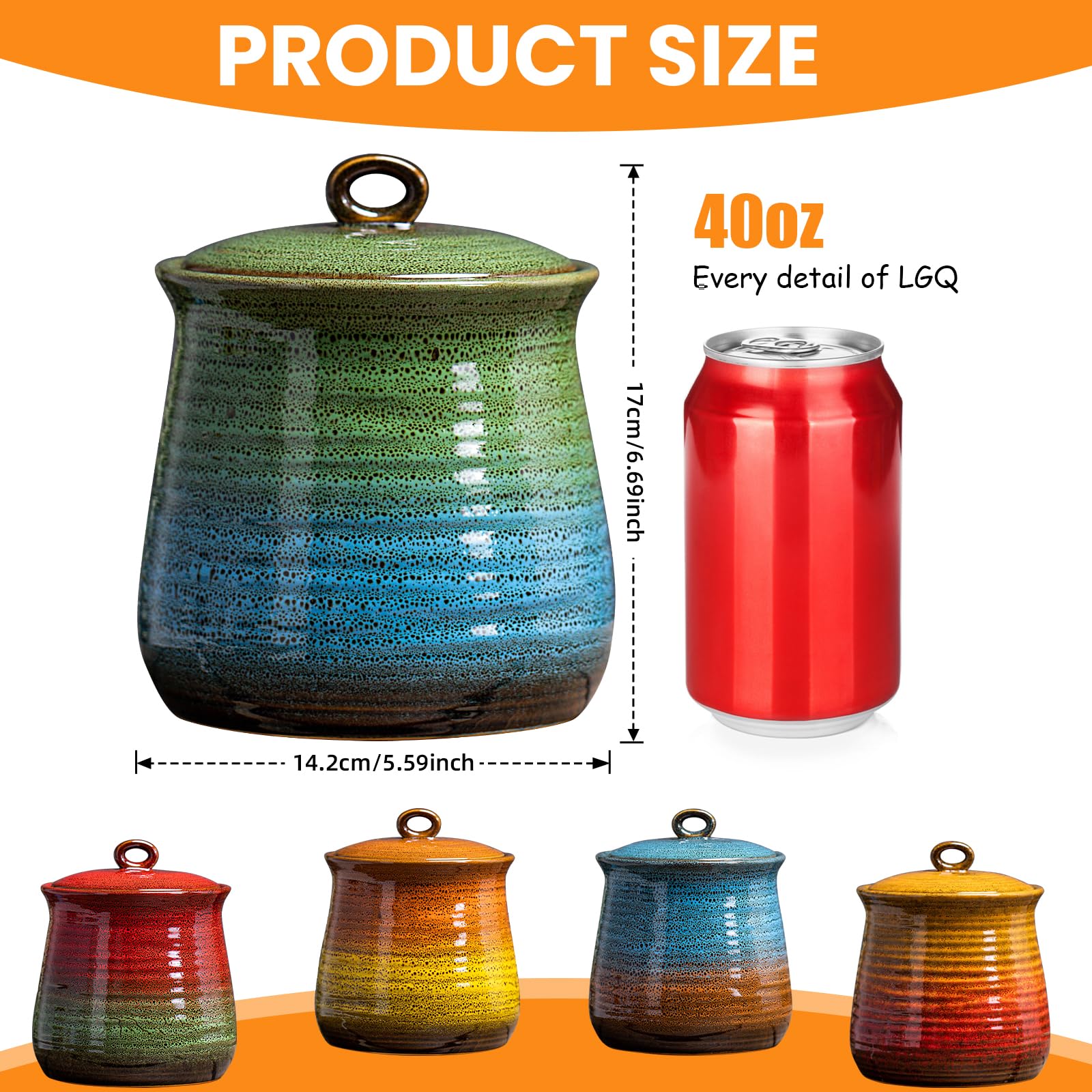 LGQ kiln glaze ceramic jar in green and blue adds decorative storage.