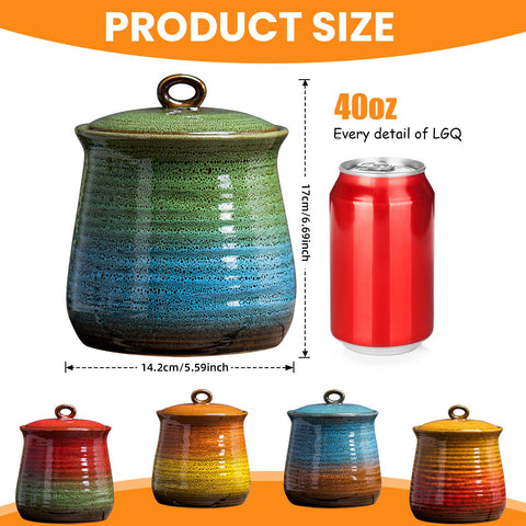 LGQ kiln glaze ceramic jar in green and blue adds decorative storage.