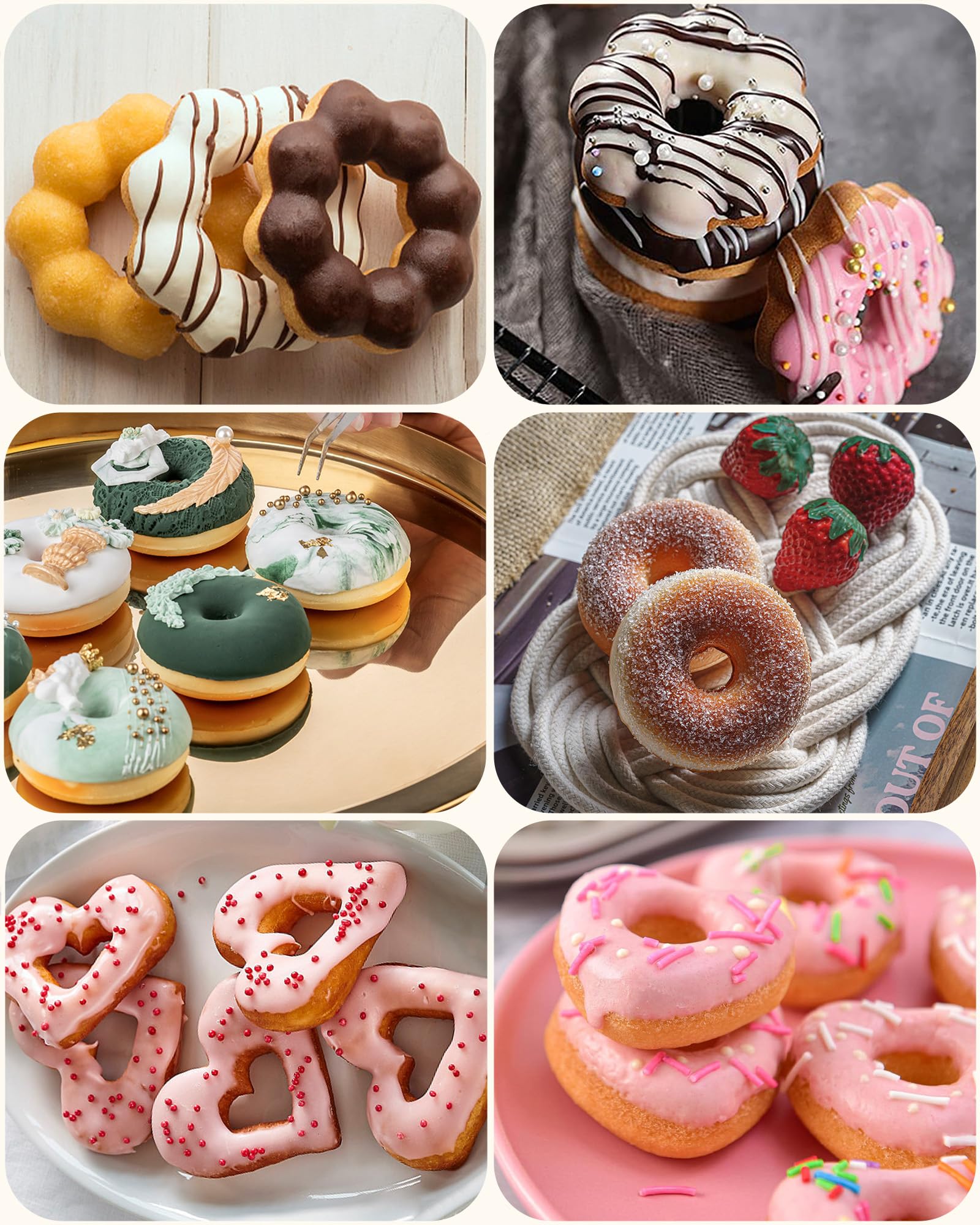 LGQUK silicone donut pan round shape pink on display suggests easy release.