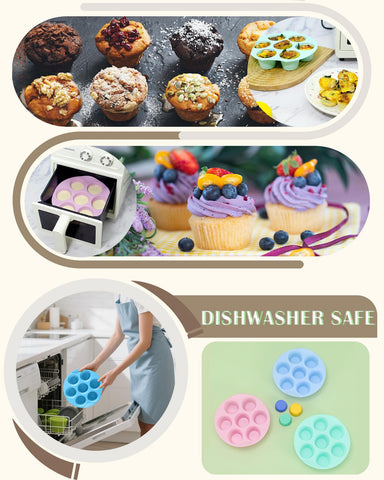 LGQUK dishwasher-safe silicone muffin pans simplify cleanup after baking.