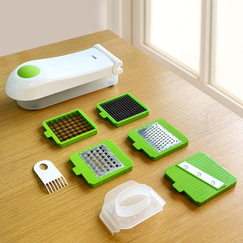 LHS 5 interchangeable blades included for onions, mushrooms, carrots, and more