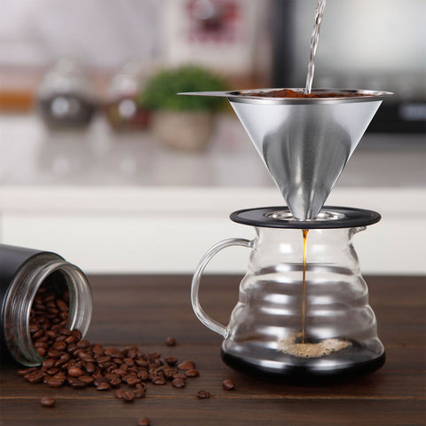 LHS stainless steel coffee filter reusable design minimizes waste and costs.