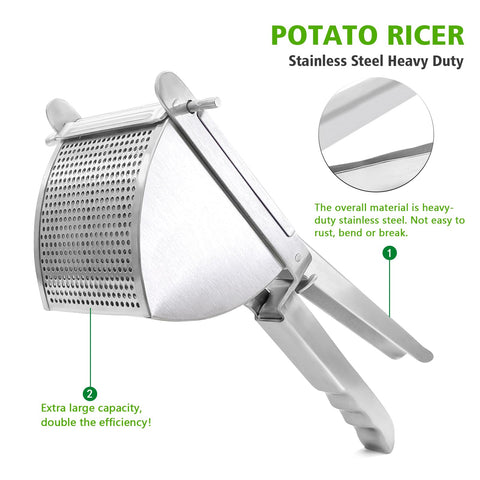 LHS heavy duty ricer lever action; smooth press for fluffy results.