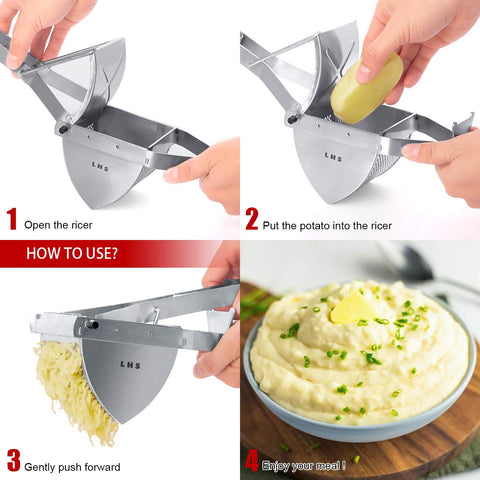 LHS multi-function food ricer doubles as a juice press for versatile prep