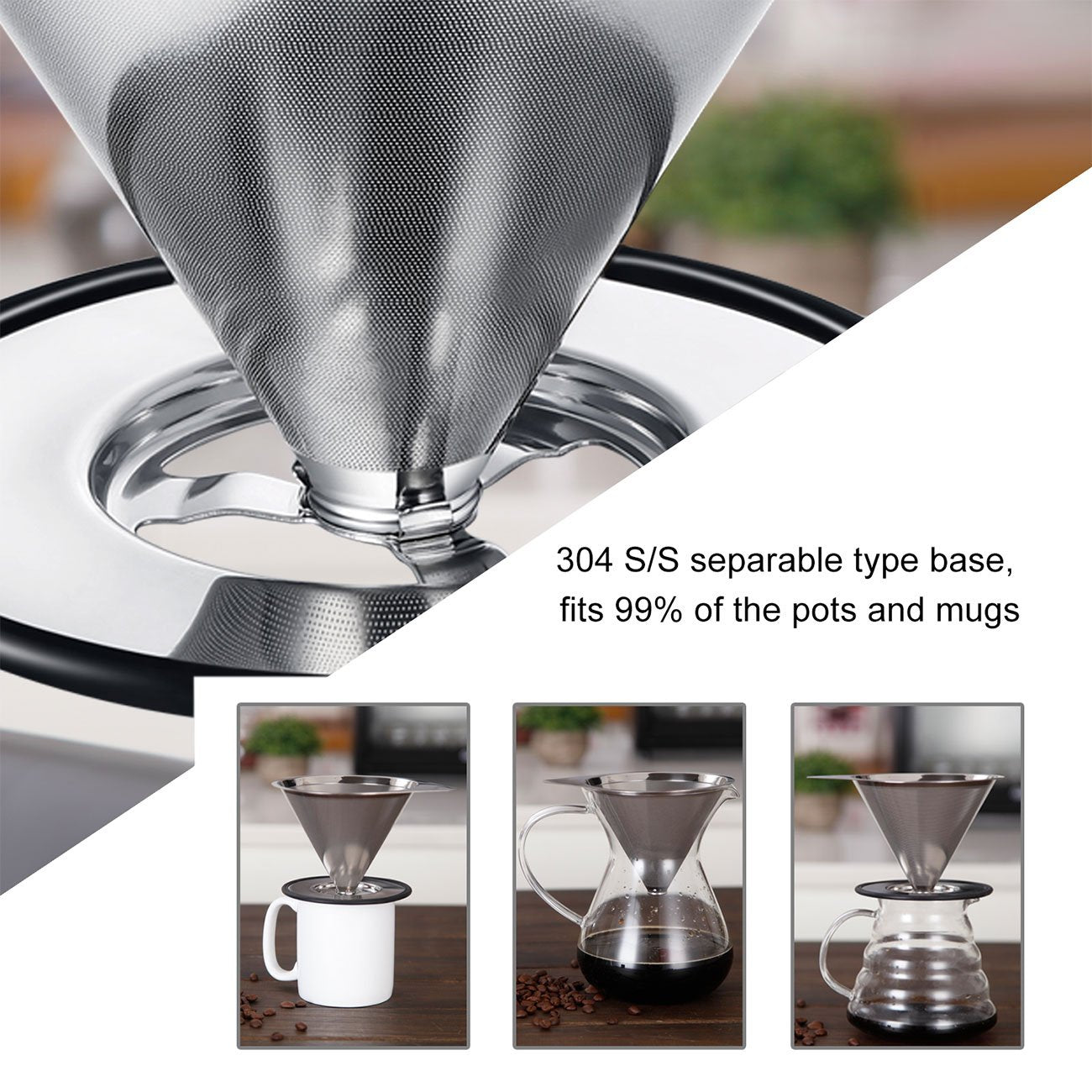 LHS non-slip cup stand supports stable pouring over most mugs for safer use.