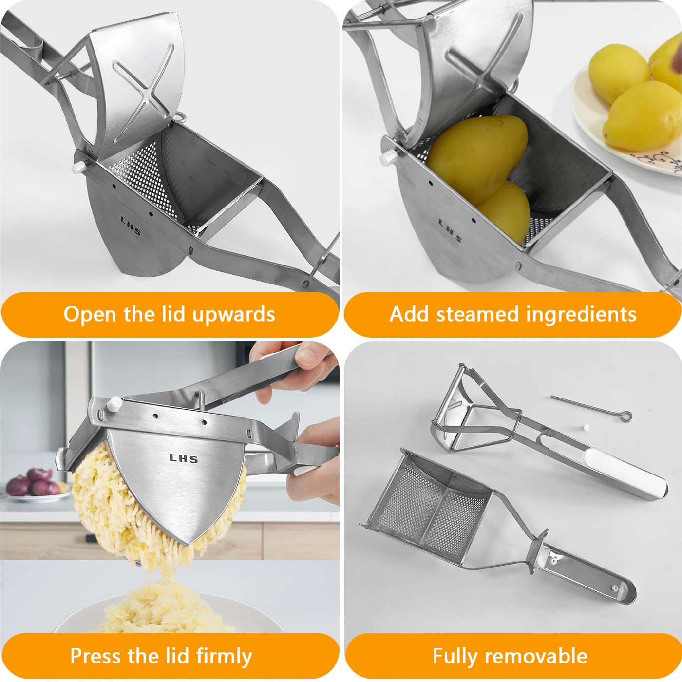 LHS multi-function juicer capability for pressing juices from cooked produce.