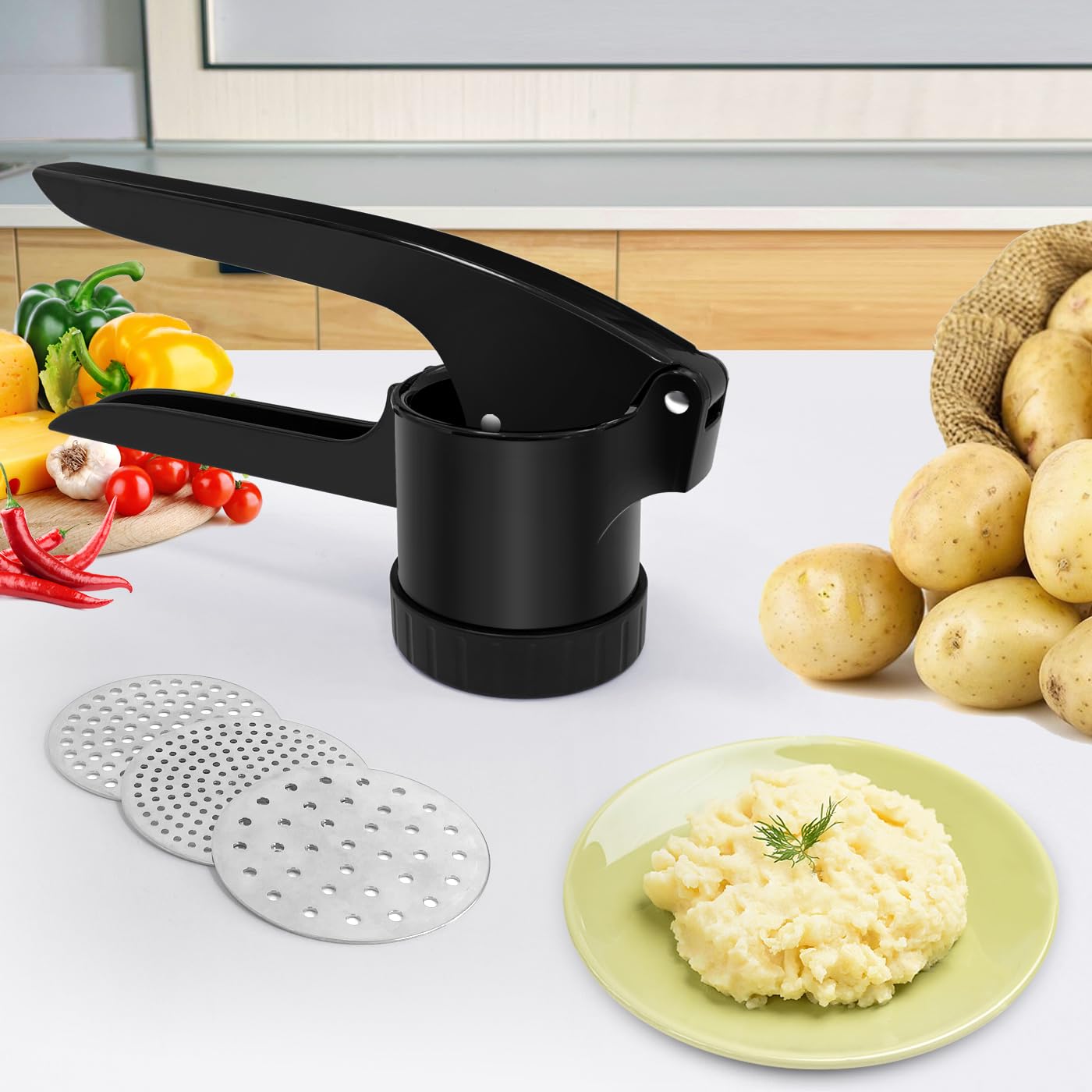 LHS Potato Ricer easy to clean with top-rack dishwasher-safe blades.