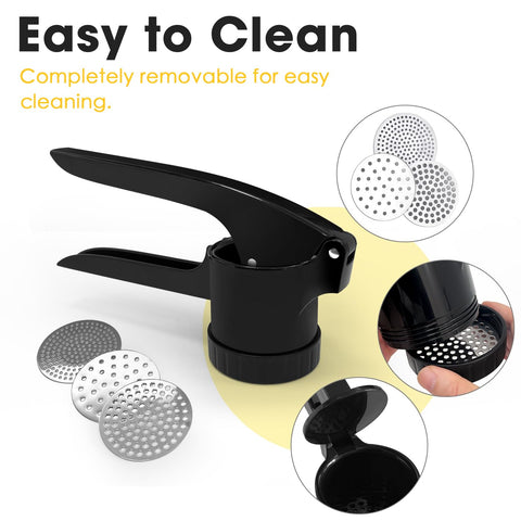 LHS Potato Ricer non-slip handle reduces hand strain during use.