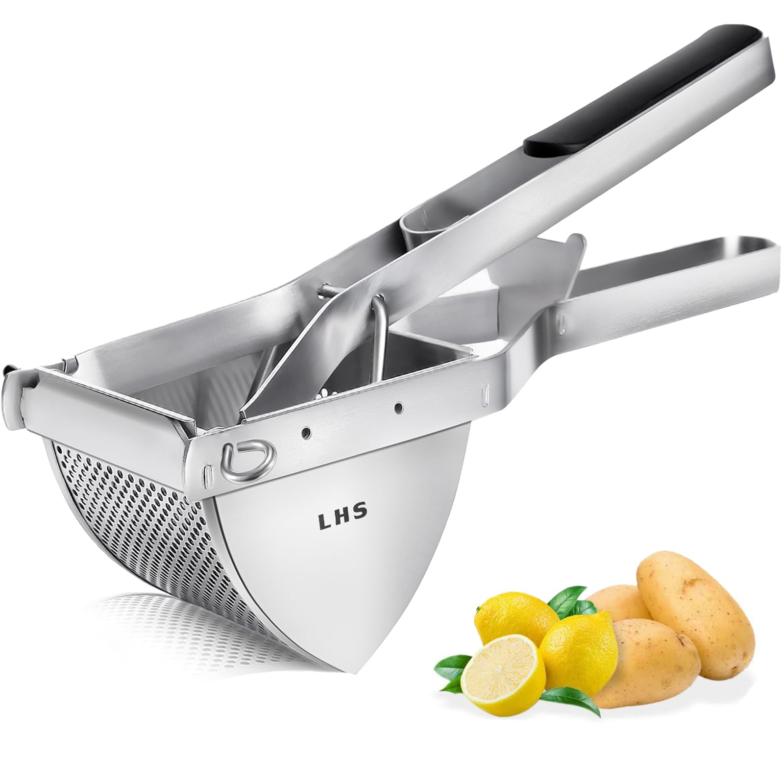 LHS stainless steel potato ricer exterior shows durable design for commercial kitchens