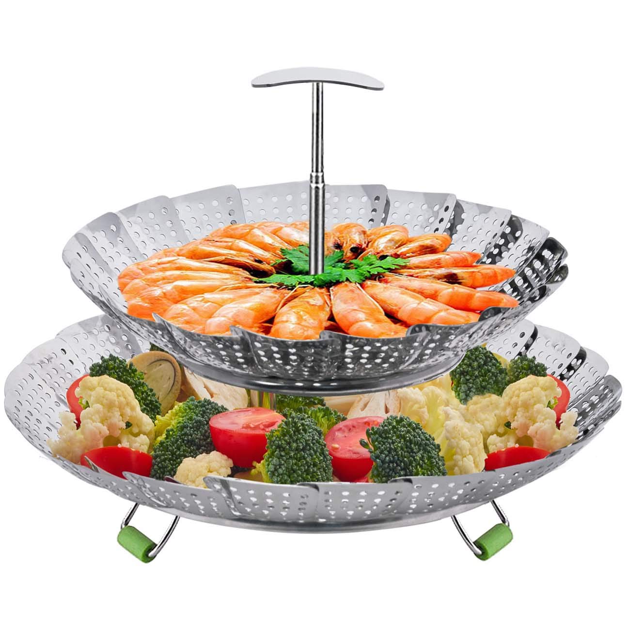 LHS Steamer Basket with double-layer design for versatile steaming