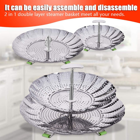LHS Steamer Basket easy-to-install handle for safe lifting